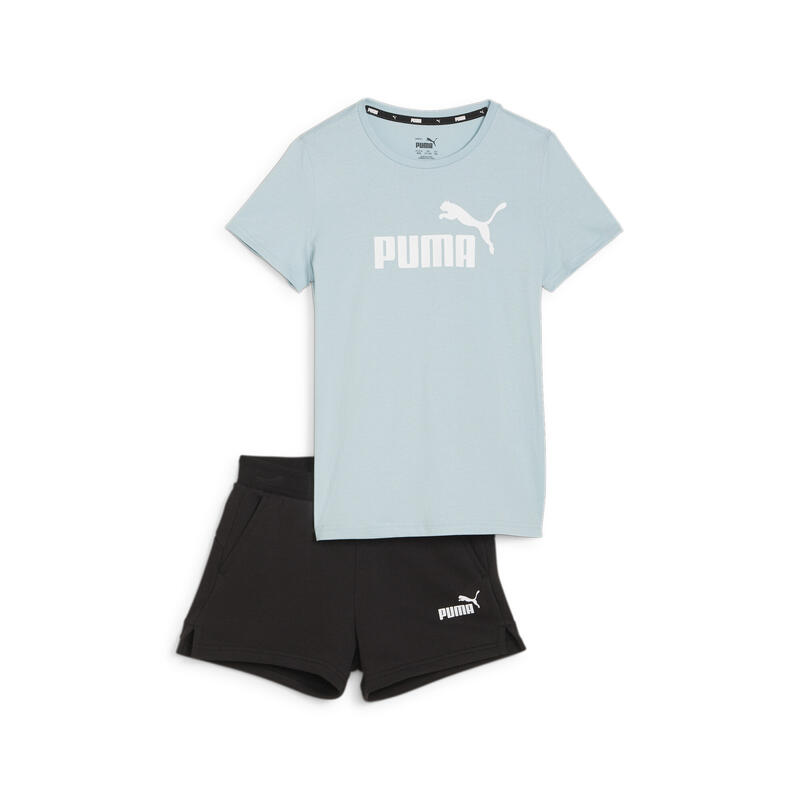 Logo T-shirt en shorts set voor kinderen PUMA Turquoise Surf Blue