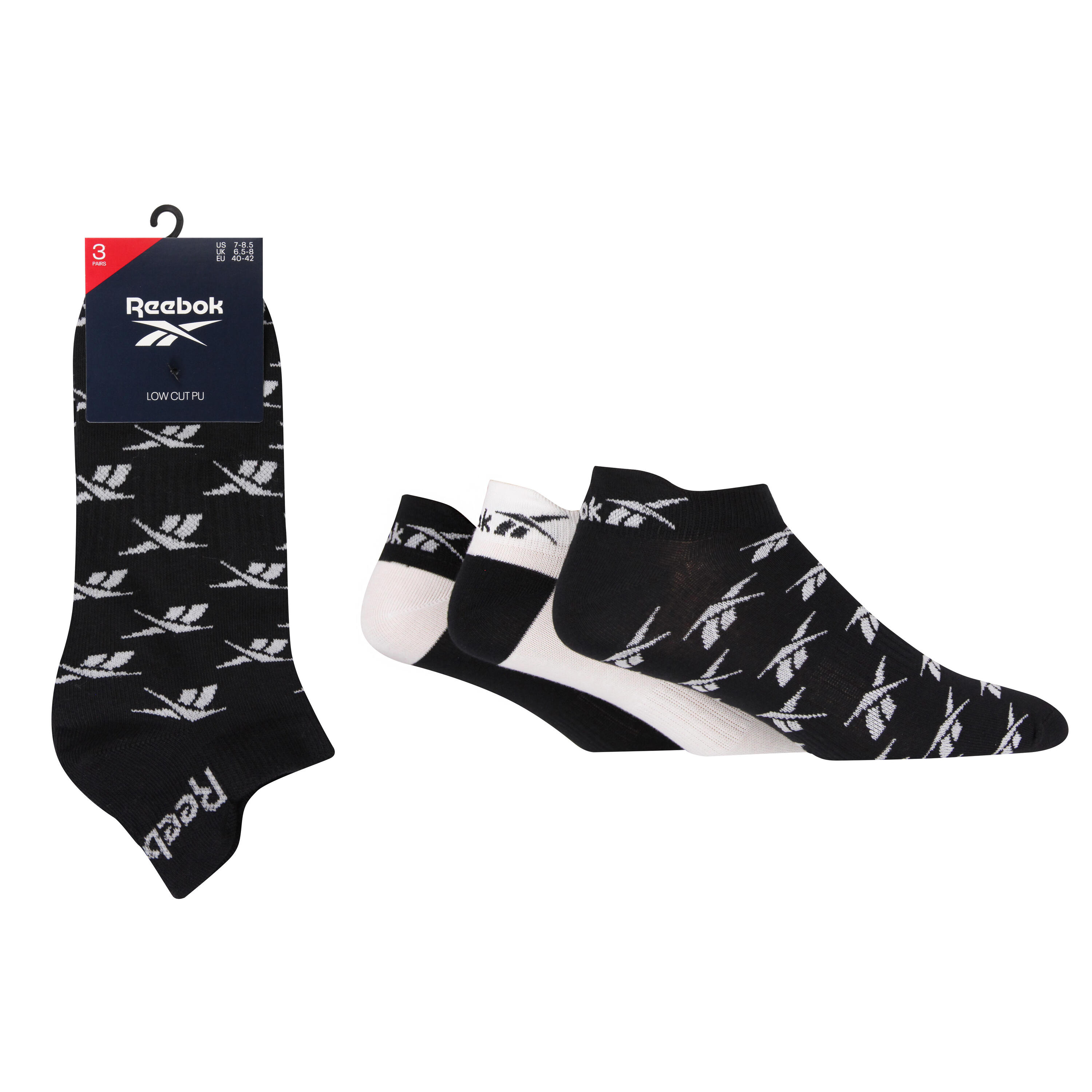 REEBOK 3 Pair Pack Low Cut Trainer Sports Socks With  Heel Tab And Seamless Toes