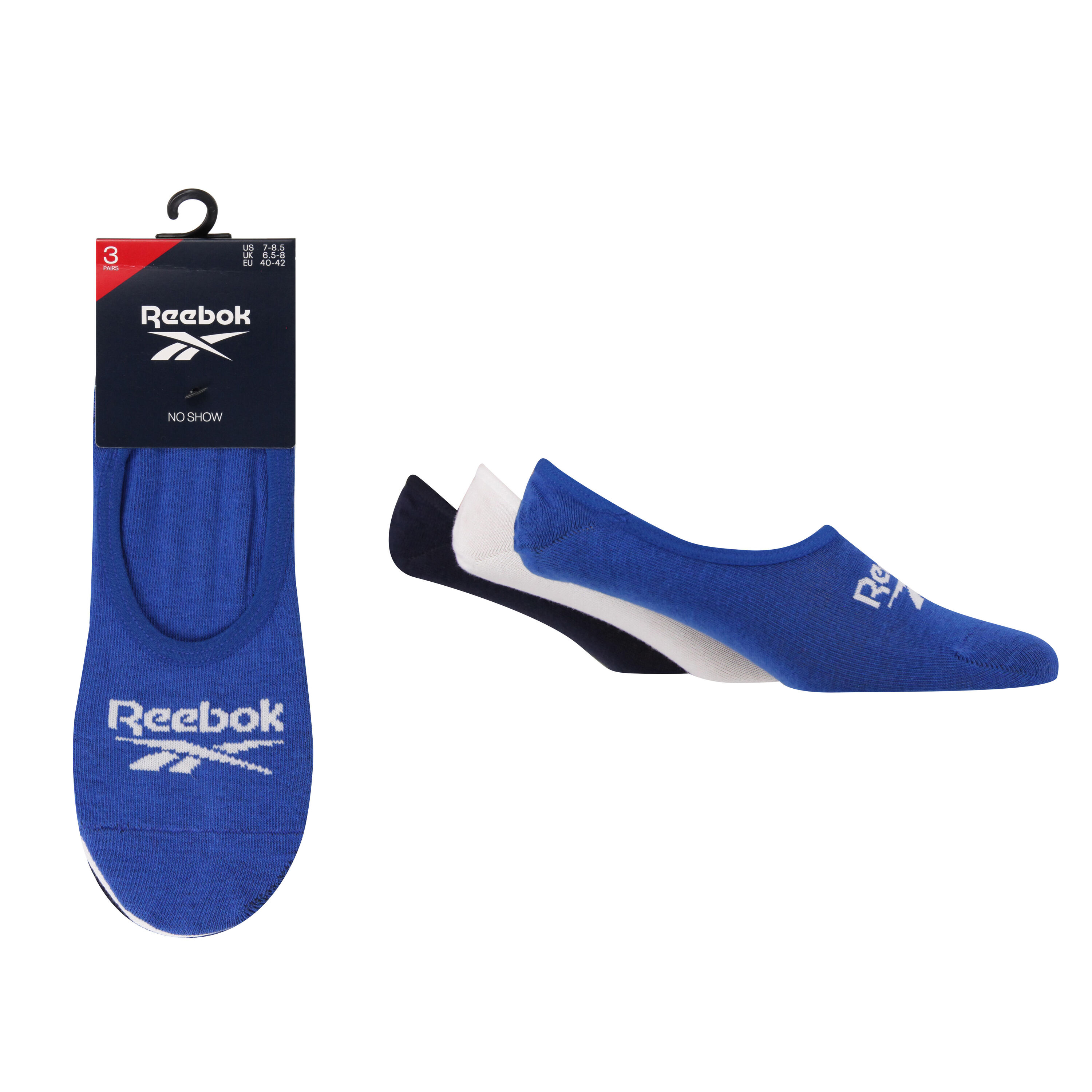 REEBOK 3 Pair Pack No Show Sports Socks With Silicon Heel Grip And Seamless Toes