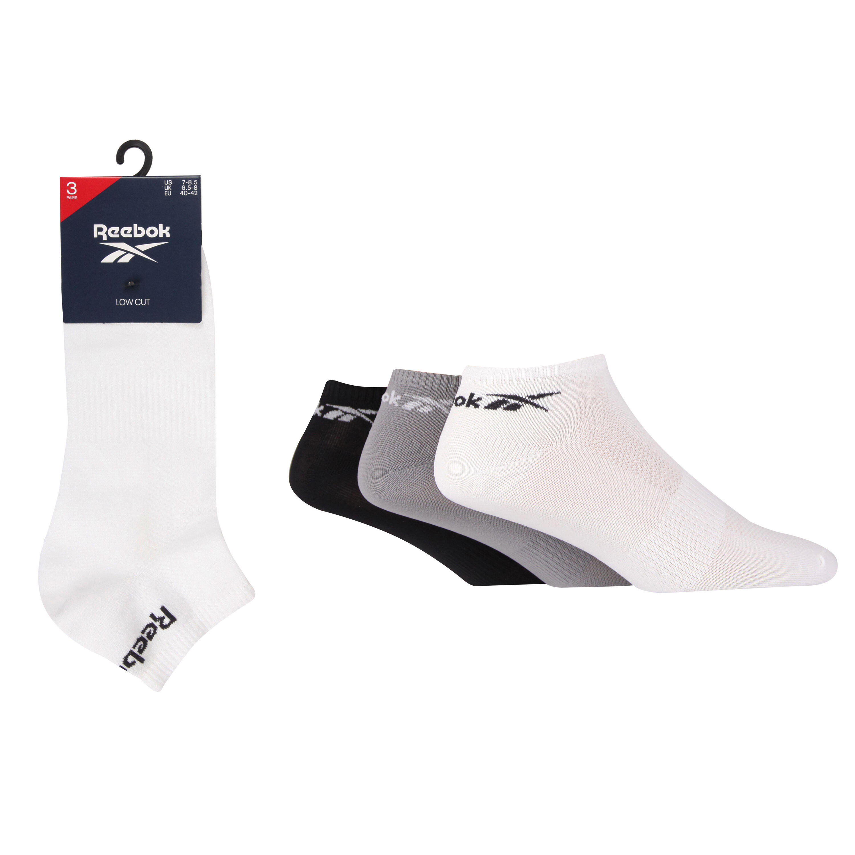 REEBOK 3 Pair Pack Low Cut Trainer Sports Socks With Arch Support And Seamless Toes