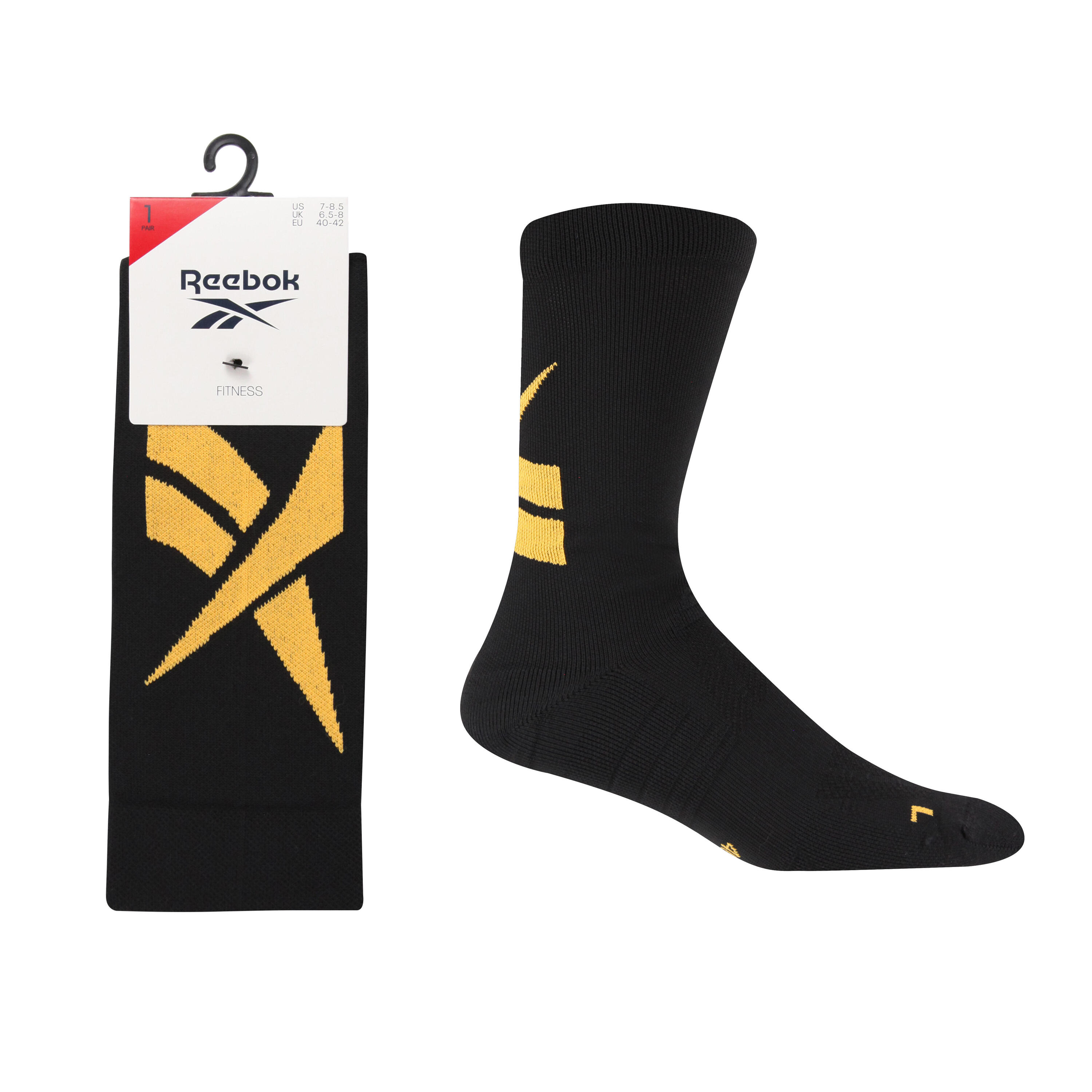 REEBOK 1 Pack Fitness Socks With Full Elastic Compession, Mesh Panels and Arch Support