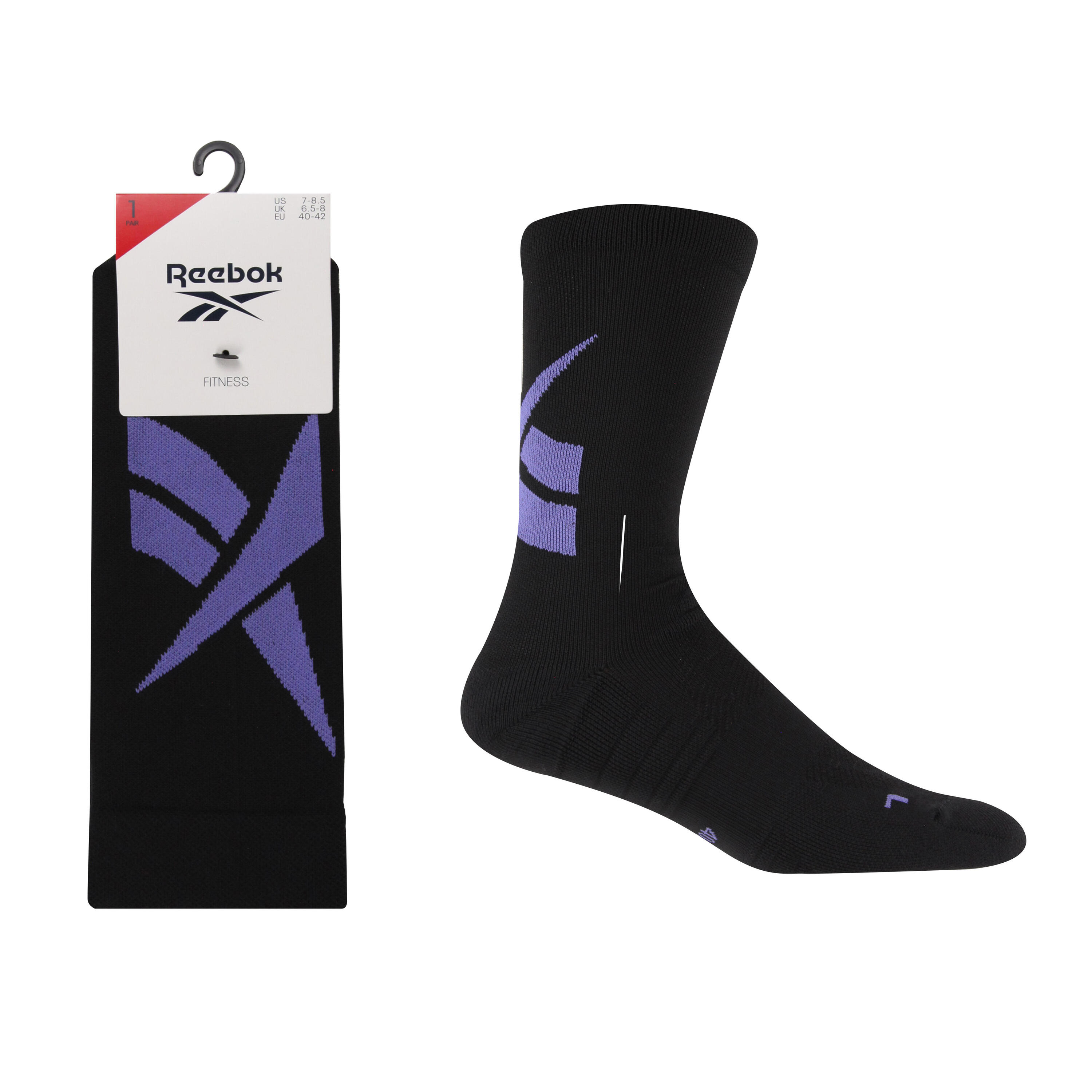 REEBOK 1 Pack Fitness Socks With Full Elastic Compession, Mesh Panels and Arch Support