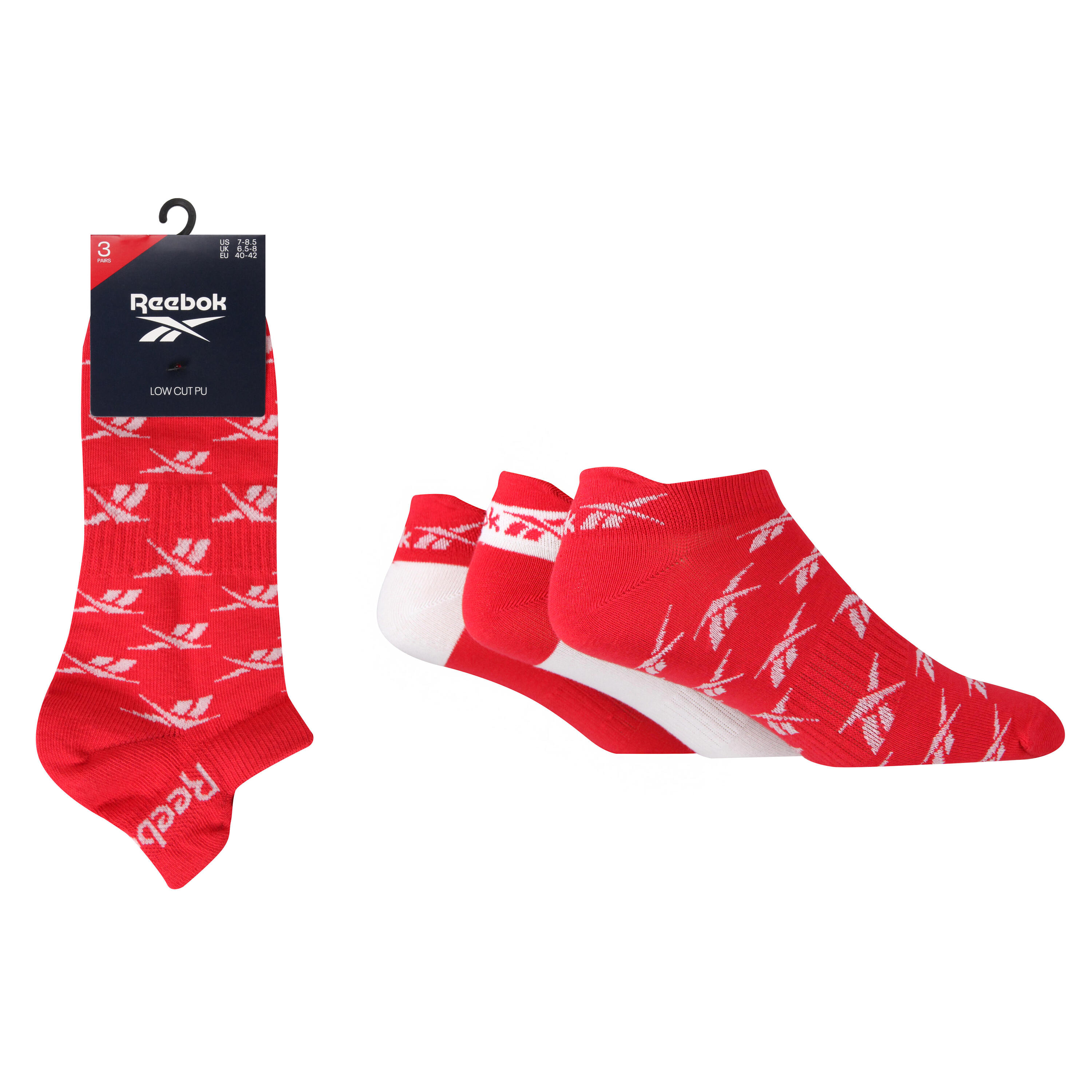 REEBOK 3 Pair Pack Low Cut Trainer Sports Socks With  Heel Tab And Seamless Toes