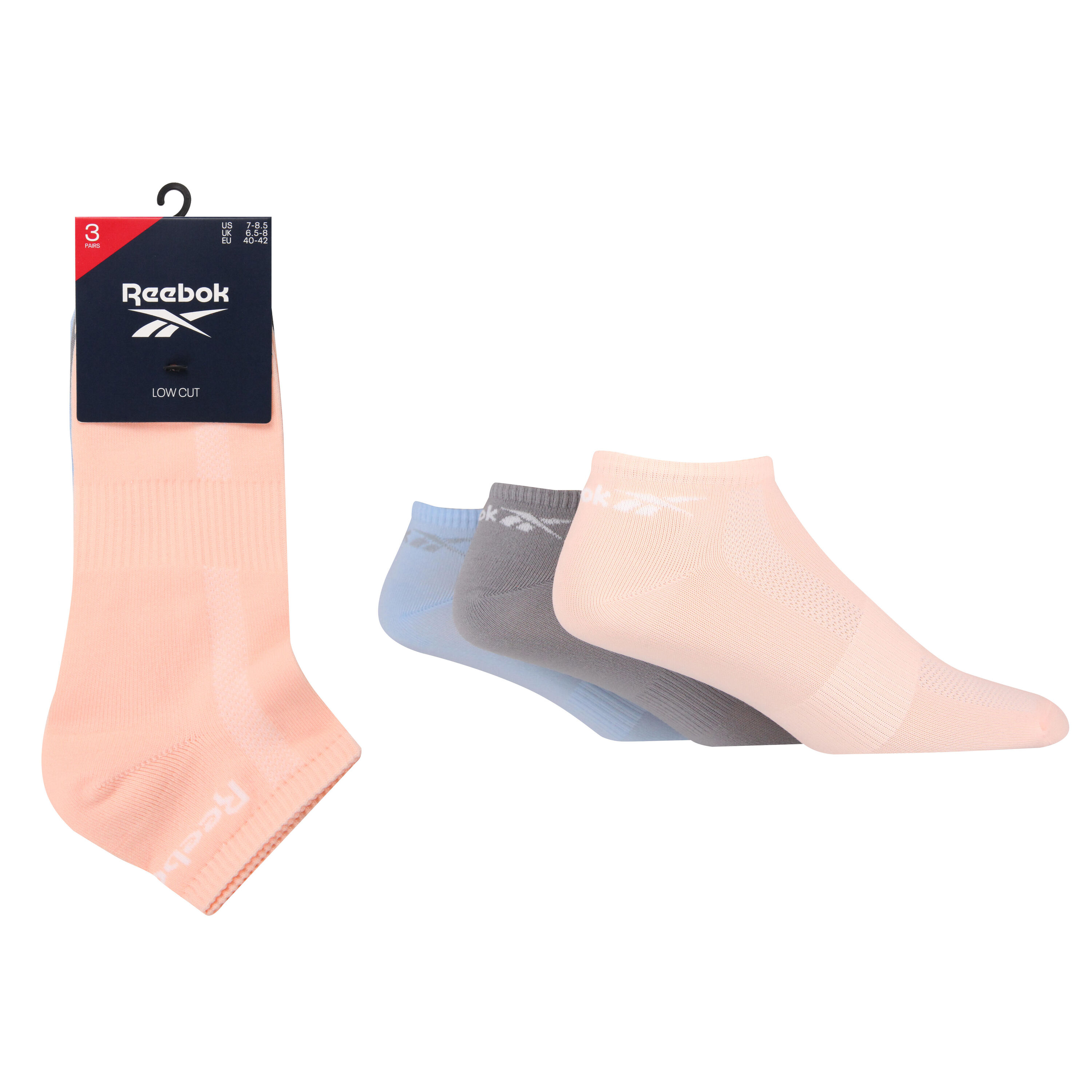 REEBOK 3 Pair Pack Low Cut Trainer Sports Socks With Arch Support And Seamless Toes