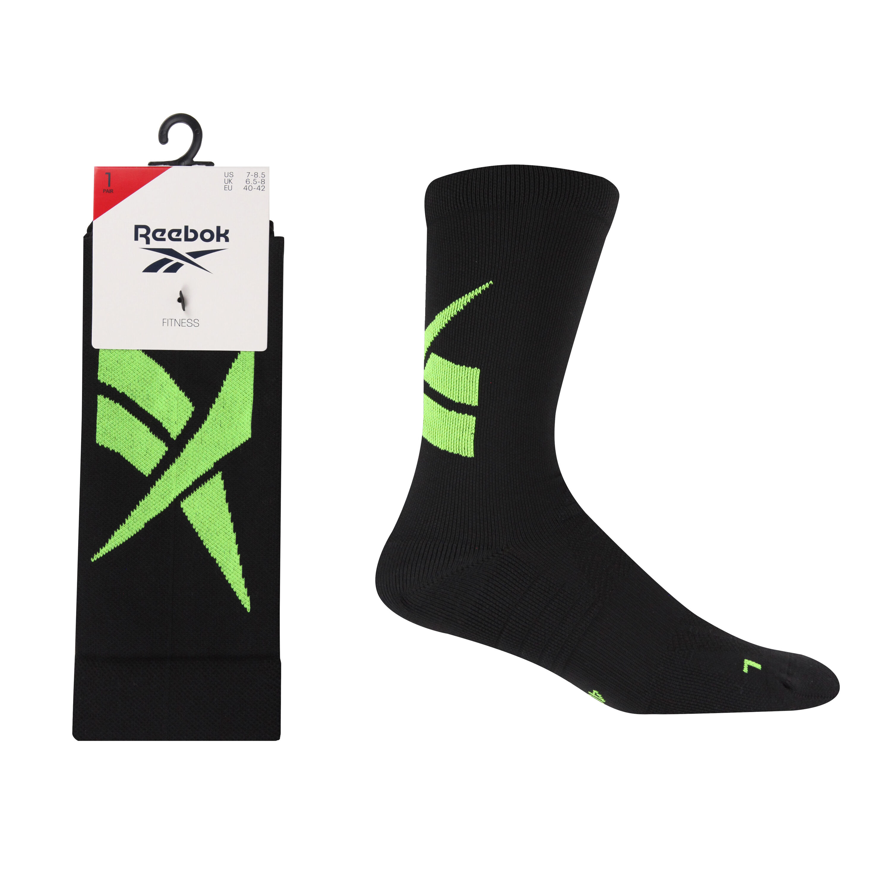 REEBOK 1 Pack Fitness Socks With Full Elastic Compession, Mesh Panels and Arch Support