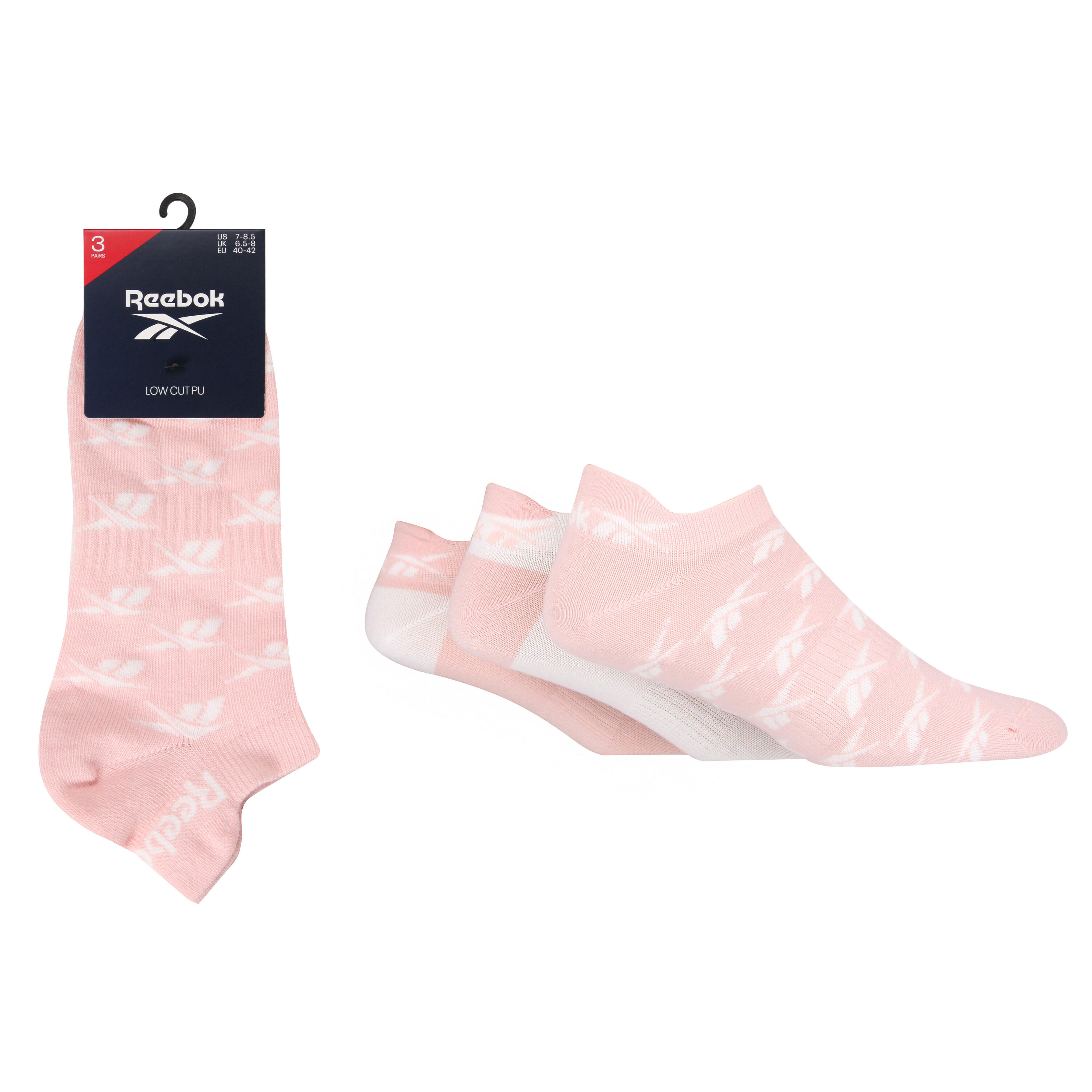 REEBOK 3 Pair Pack Low Cut Trainer Sports Socks With  Heel Tab And Seamless Toes