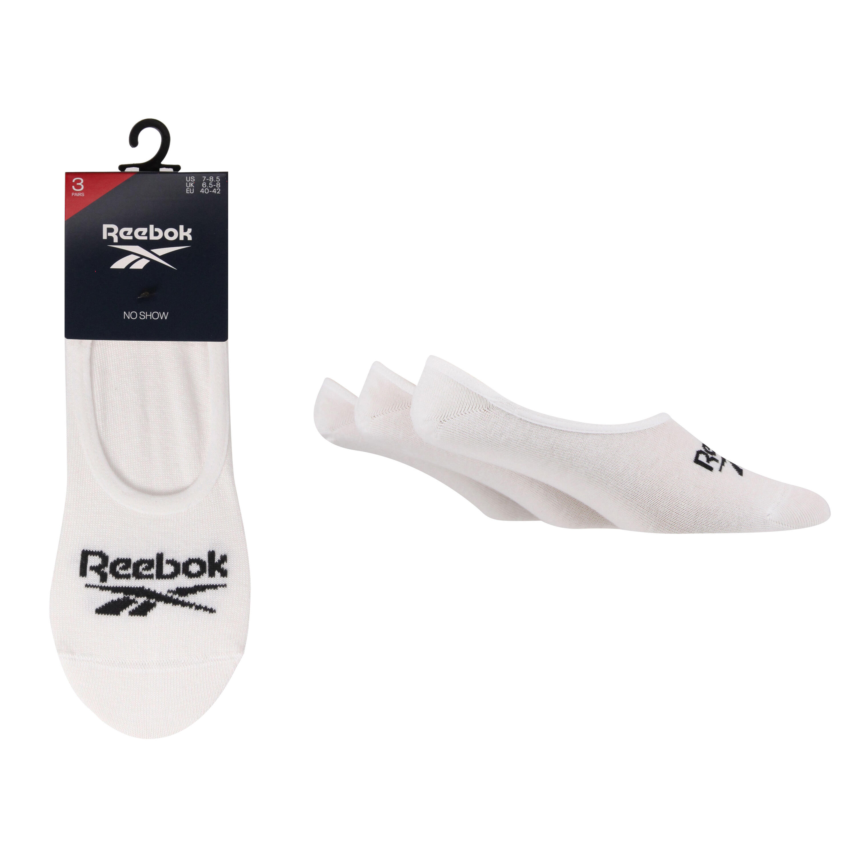 REEBOK 3 Pair Pack No Show Sports Socks With Silicon Heel Grip And Seamless Toes