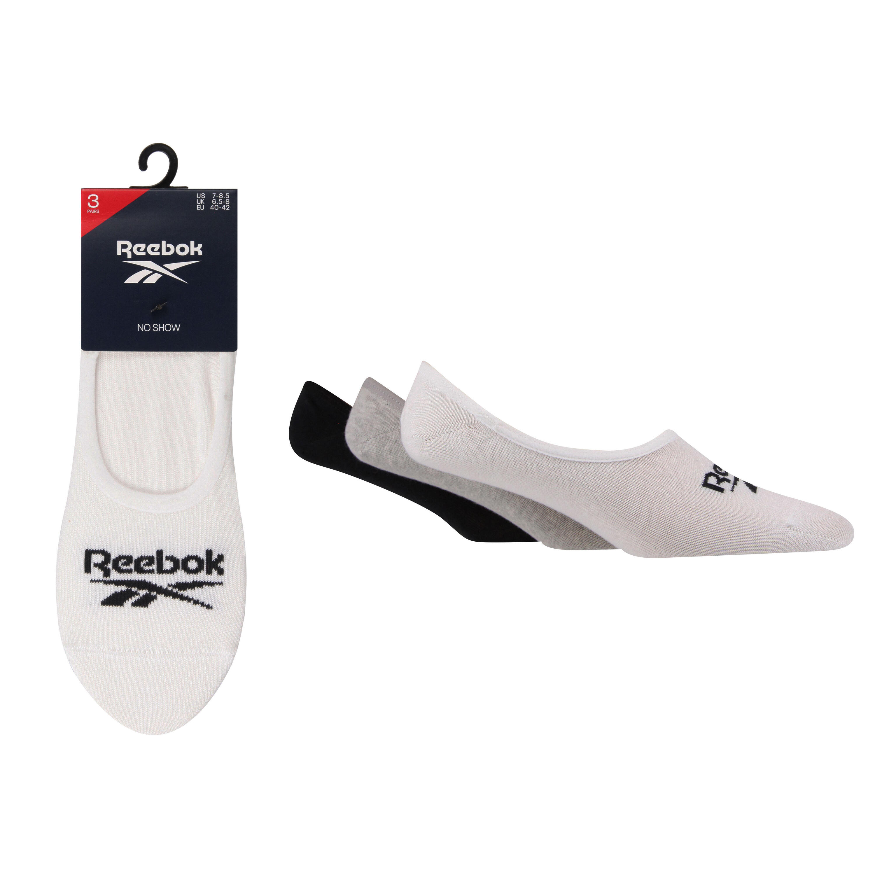 REEBOK 3 Pair Pack No Show Sports Socks With Silicon Heel Grip And Seamless Toes