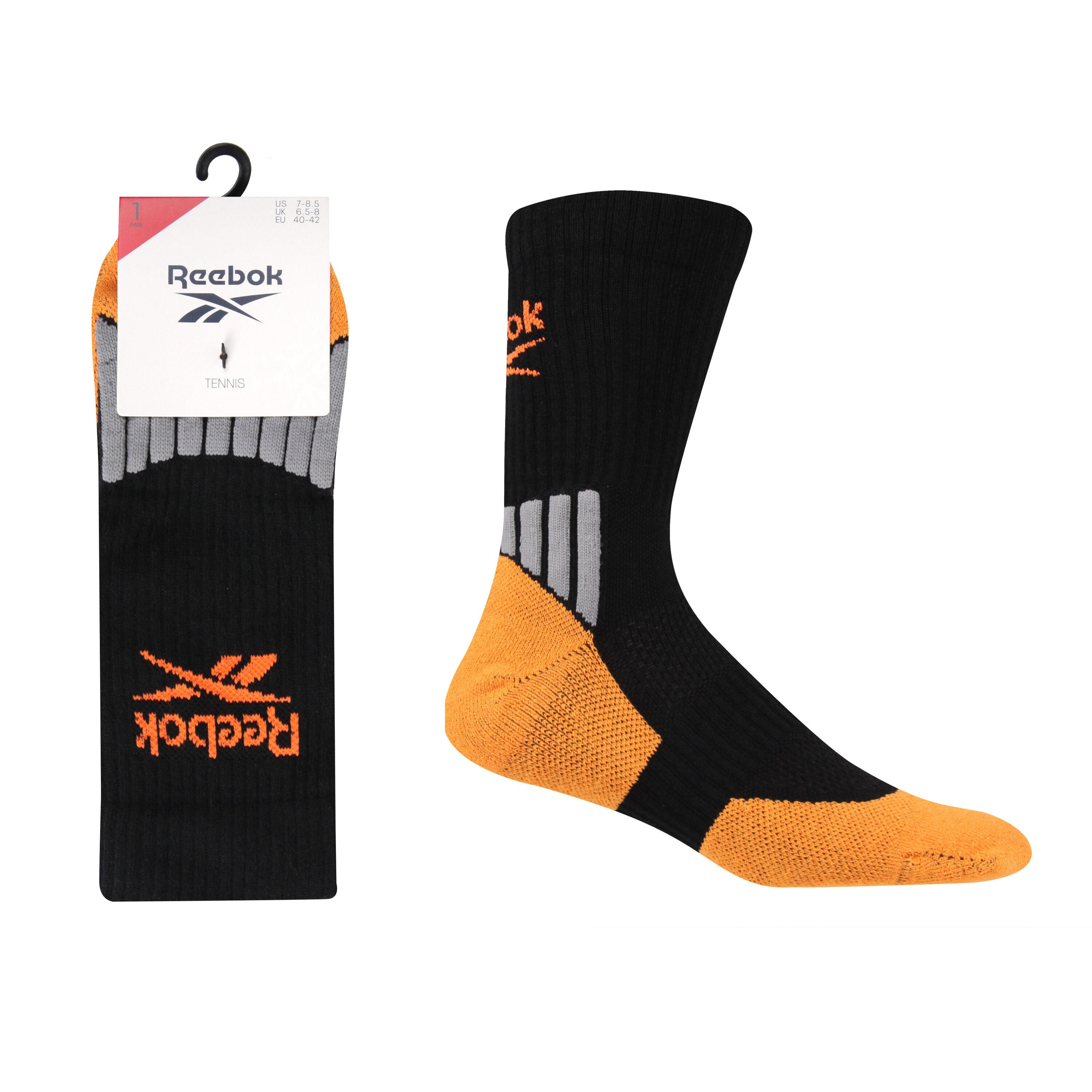 REEBOK 1 Pack Tennis Socks With Full Elastic Compession, Ankle and Arch Support