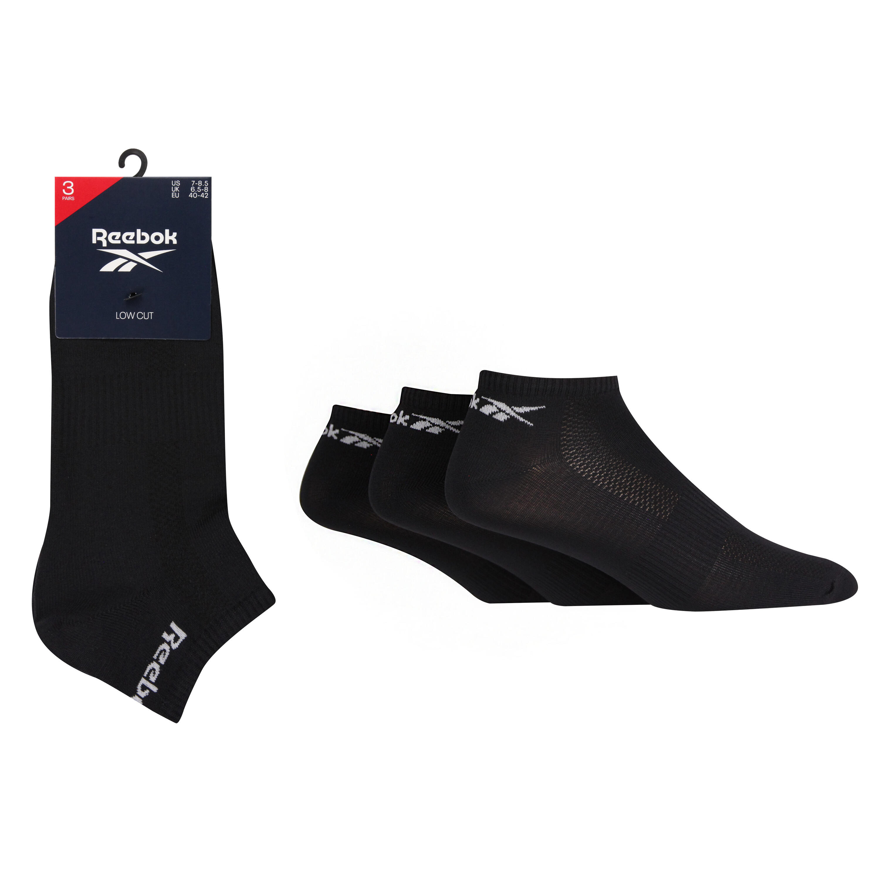 REEBOK 3 Pair Pack Low Cut Trainer Sports Socks With Arch Support And Seamless Toes