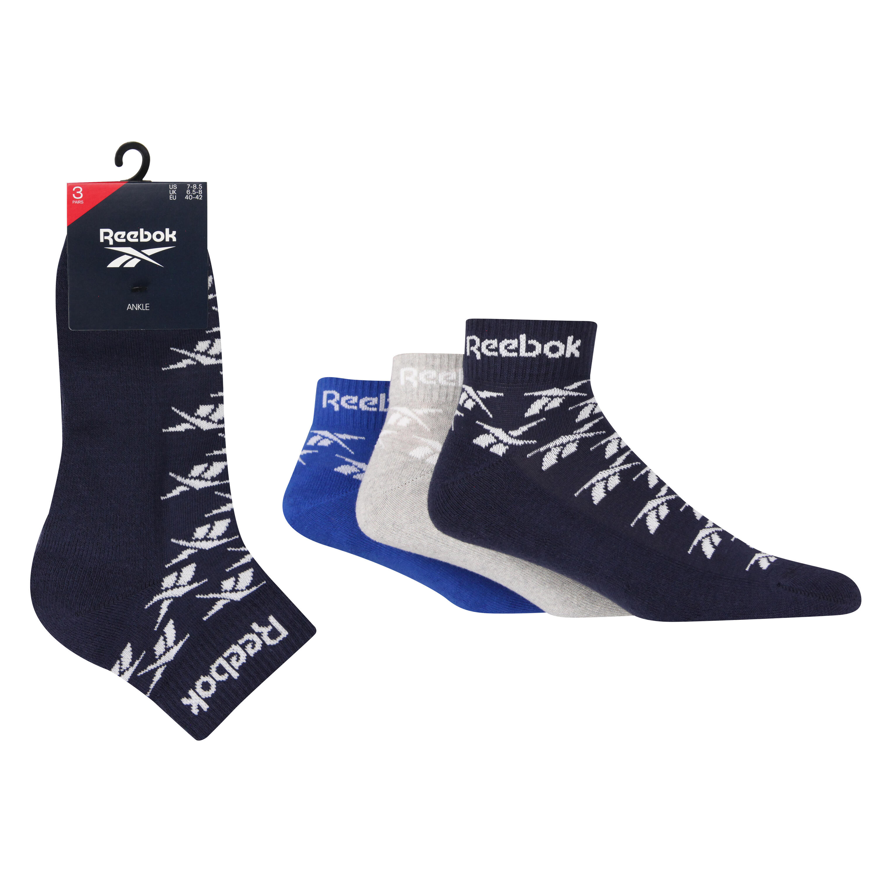 REEBOK 3 Pack Quarter Length Ankle Sport Socks With Cushioned Sole And Seamless Toes