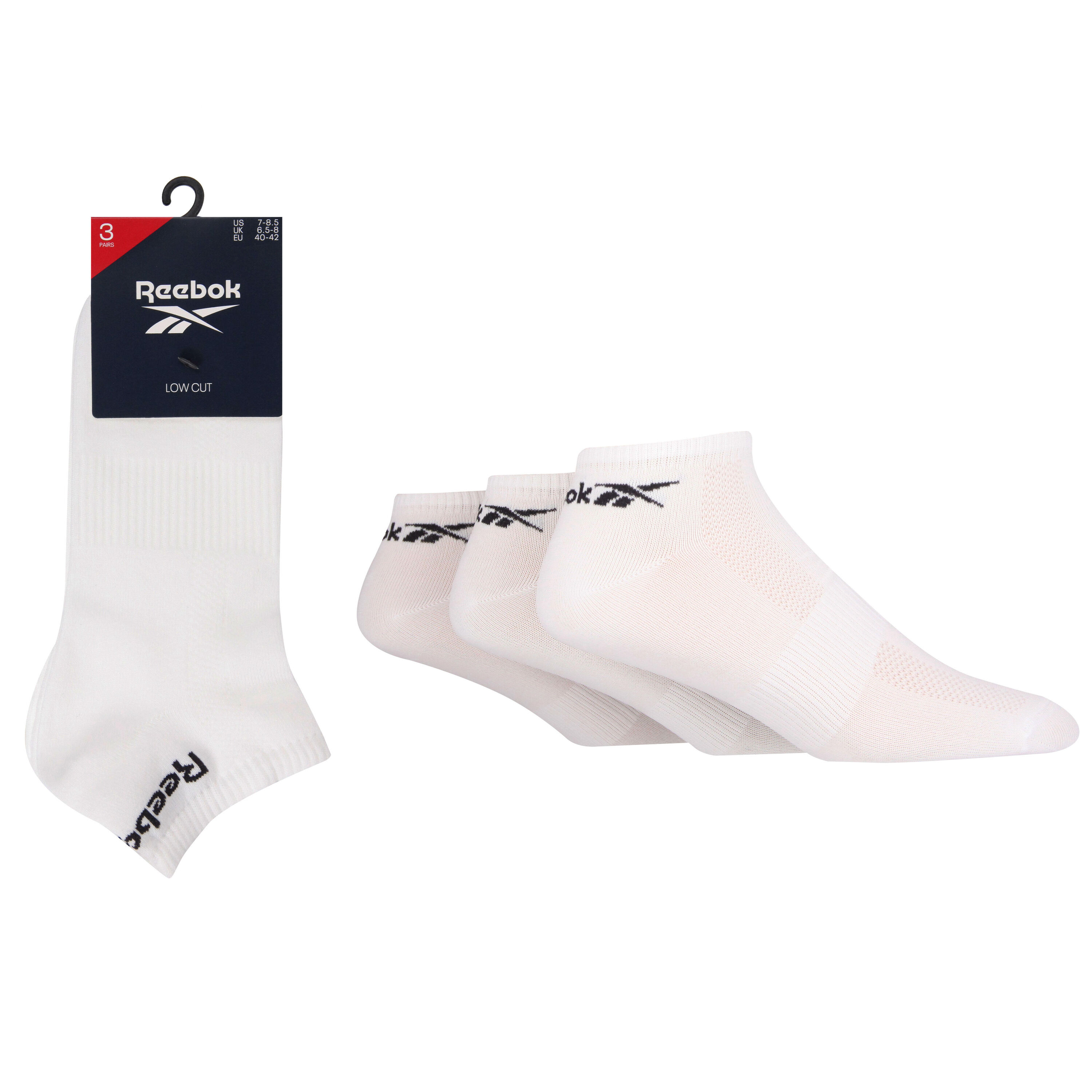 REEBOK 3 Pair Pack Low Cut Trainer Sports Socks With Arch Support And Seamless Toes