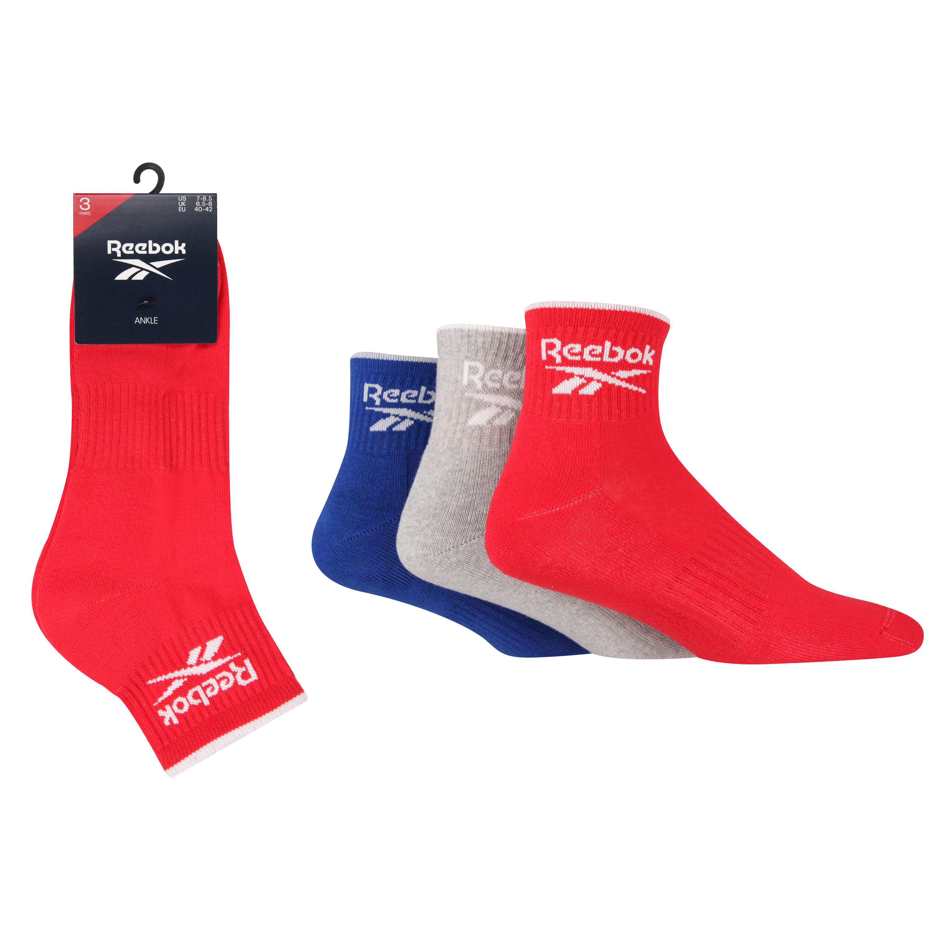 REEBOK 3 PairPack Quarter Length Ankle Sport Sock With Cushioned Sole And Seamless Toes