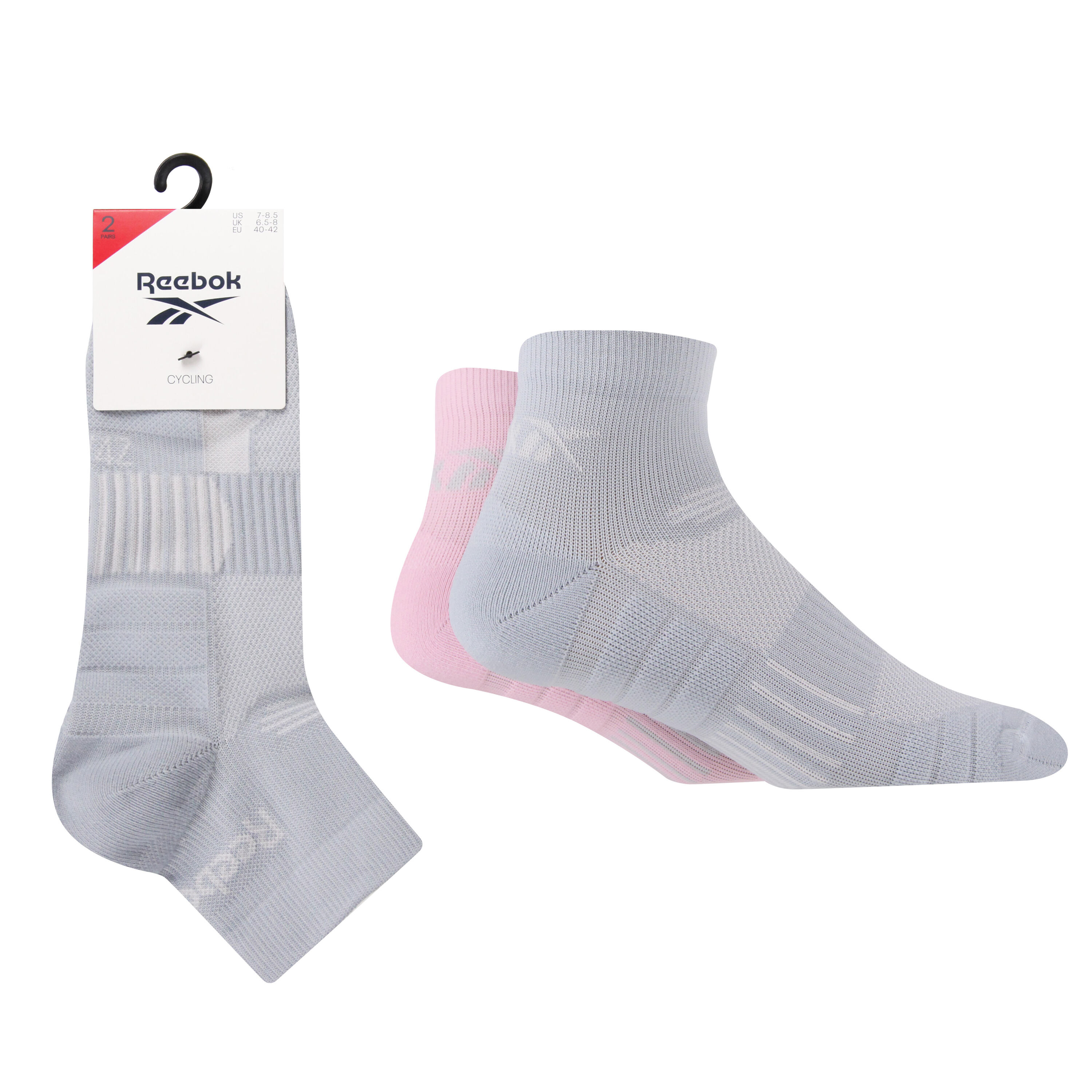 REEBOK 2 Pair Pack Cycling Socks With Full Elastic Compession and Arch Support