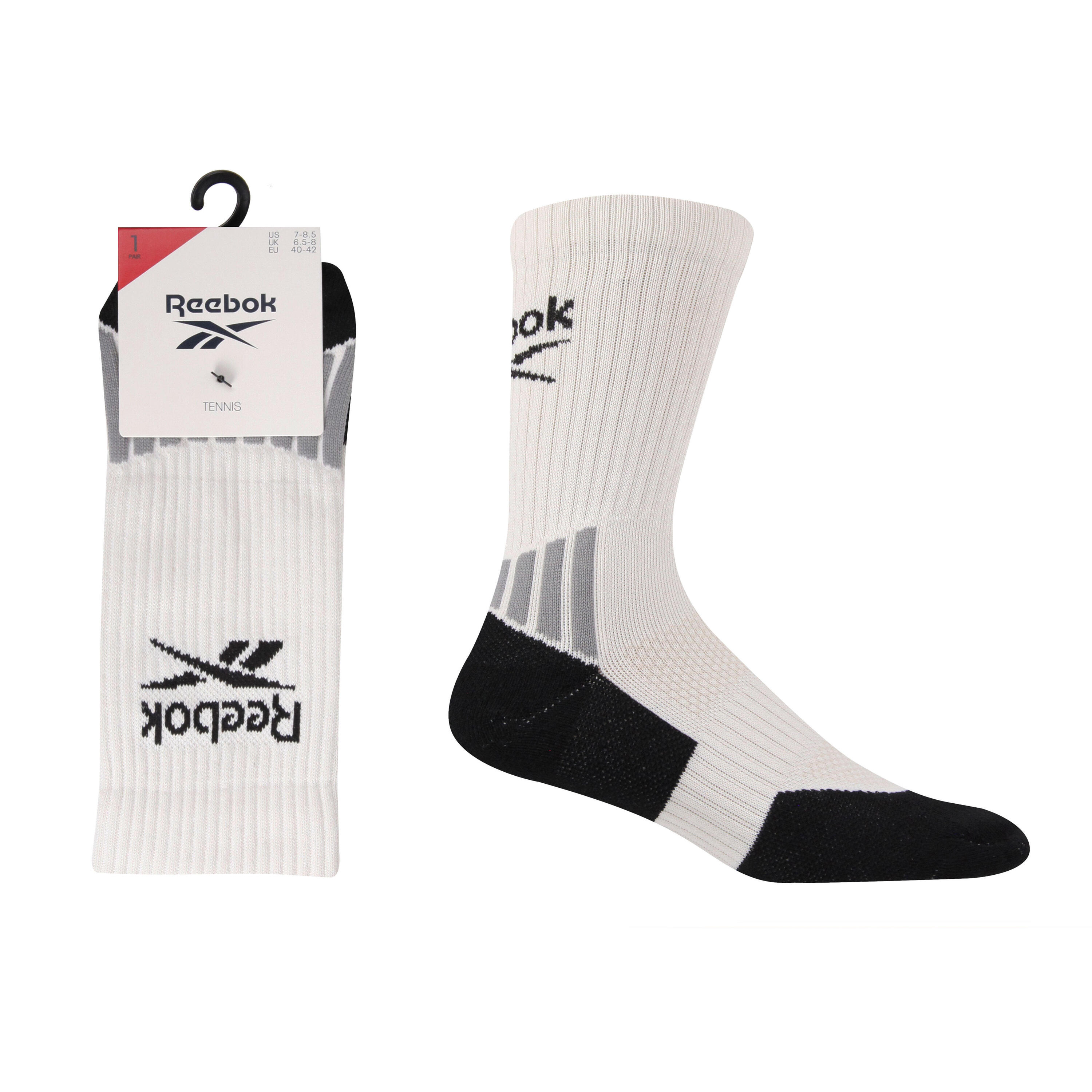 REEBOK 1 Pack Tennis Socks With Full Elastic Compession, Ankle and Arch Support