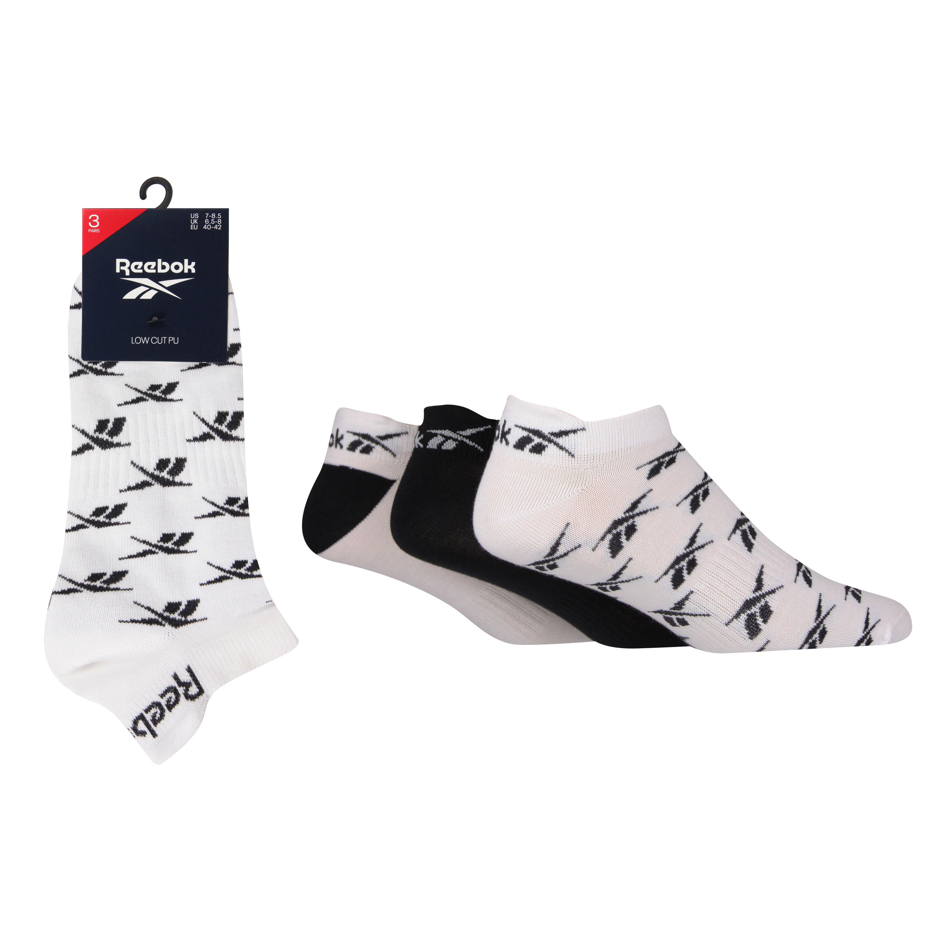 REEBOK 3 Pair Pack Low Cut Trainer Sports Socks With  Heel Tab And Seamless Toes
