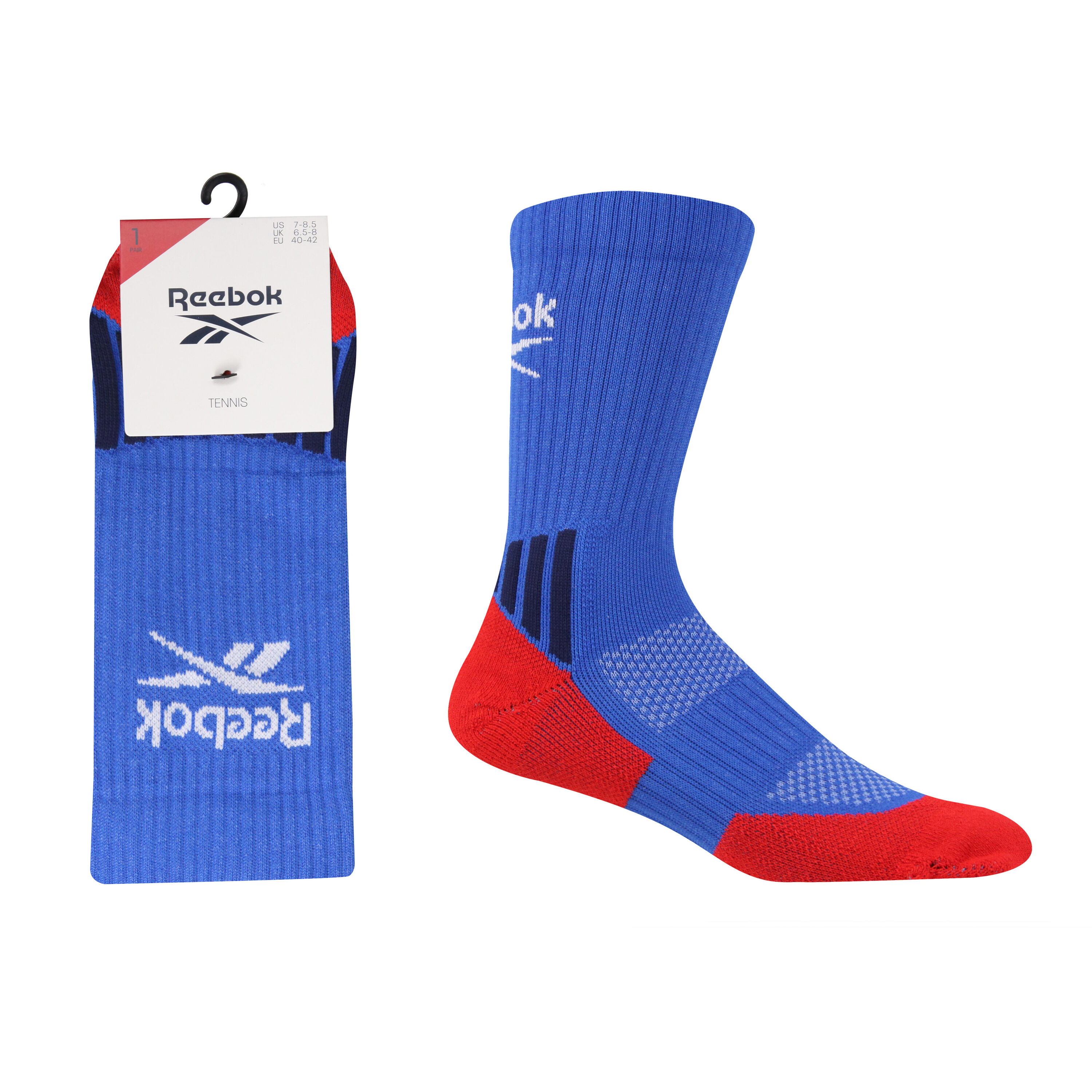 REEBOK 1 Pack Tennis Socks With Full Elastic Compession, Ankle and Arch Support