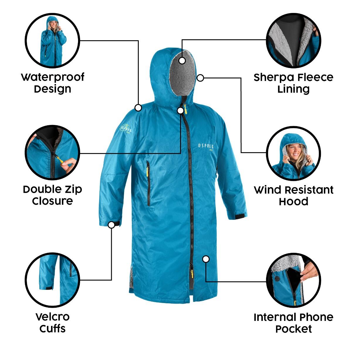 Osprey Adult Changing Robe, Waterproof Changing Robe Teal 4/4