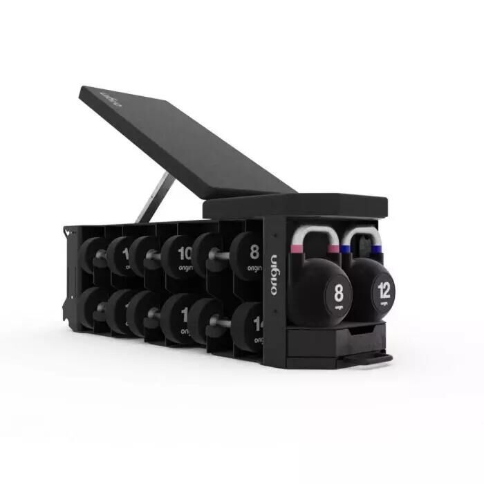 ORIGIN FITNESS FITBOX Studio Bench (including Hex Dumbbell Catchers)