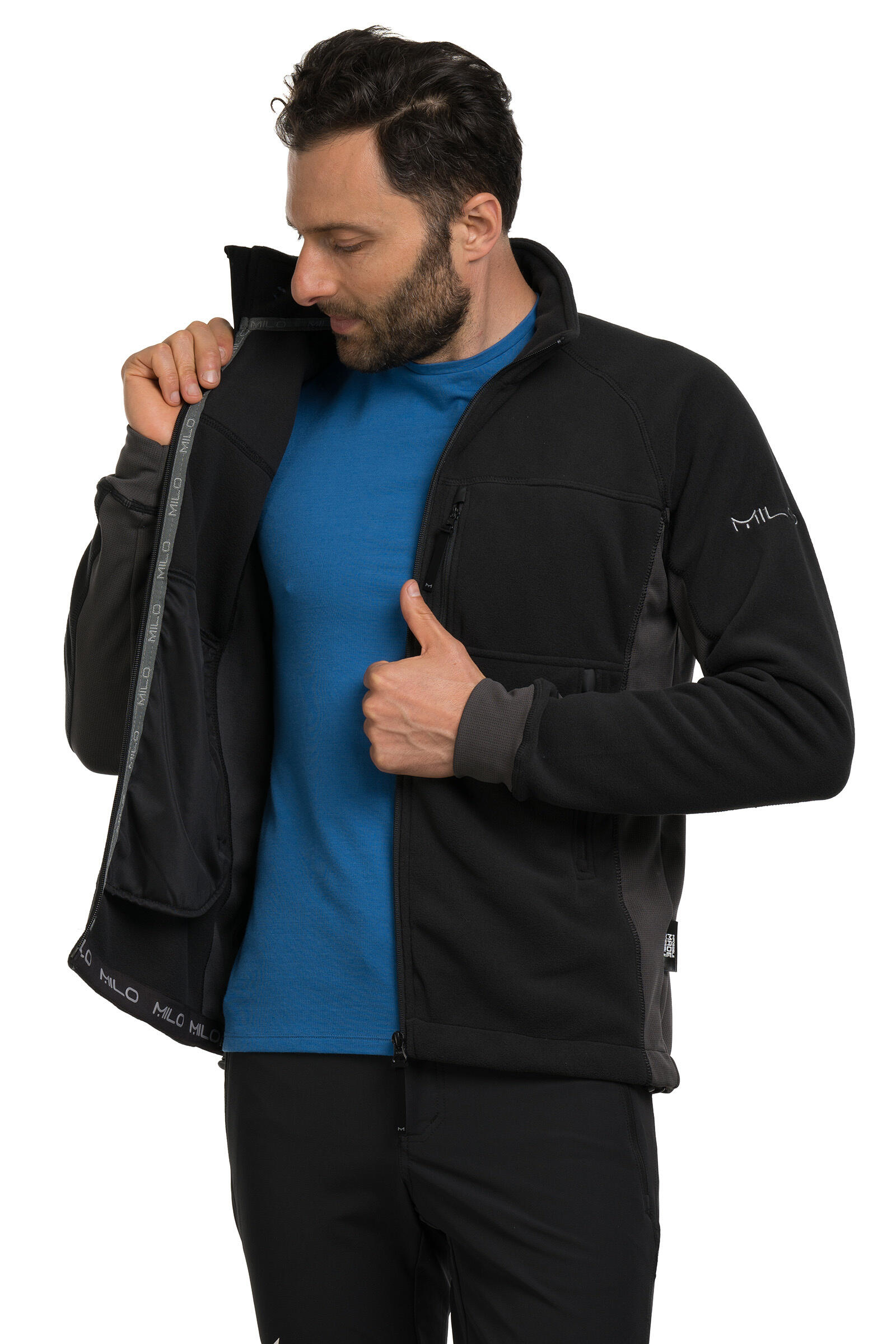 Bluza polarowa trekkingowa męska Milo Anas 3/4