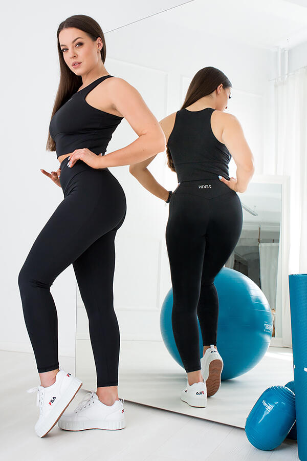 Czarne legginsy damskie z wysokim stanem Be Stronger ultra soft 6/7