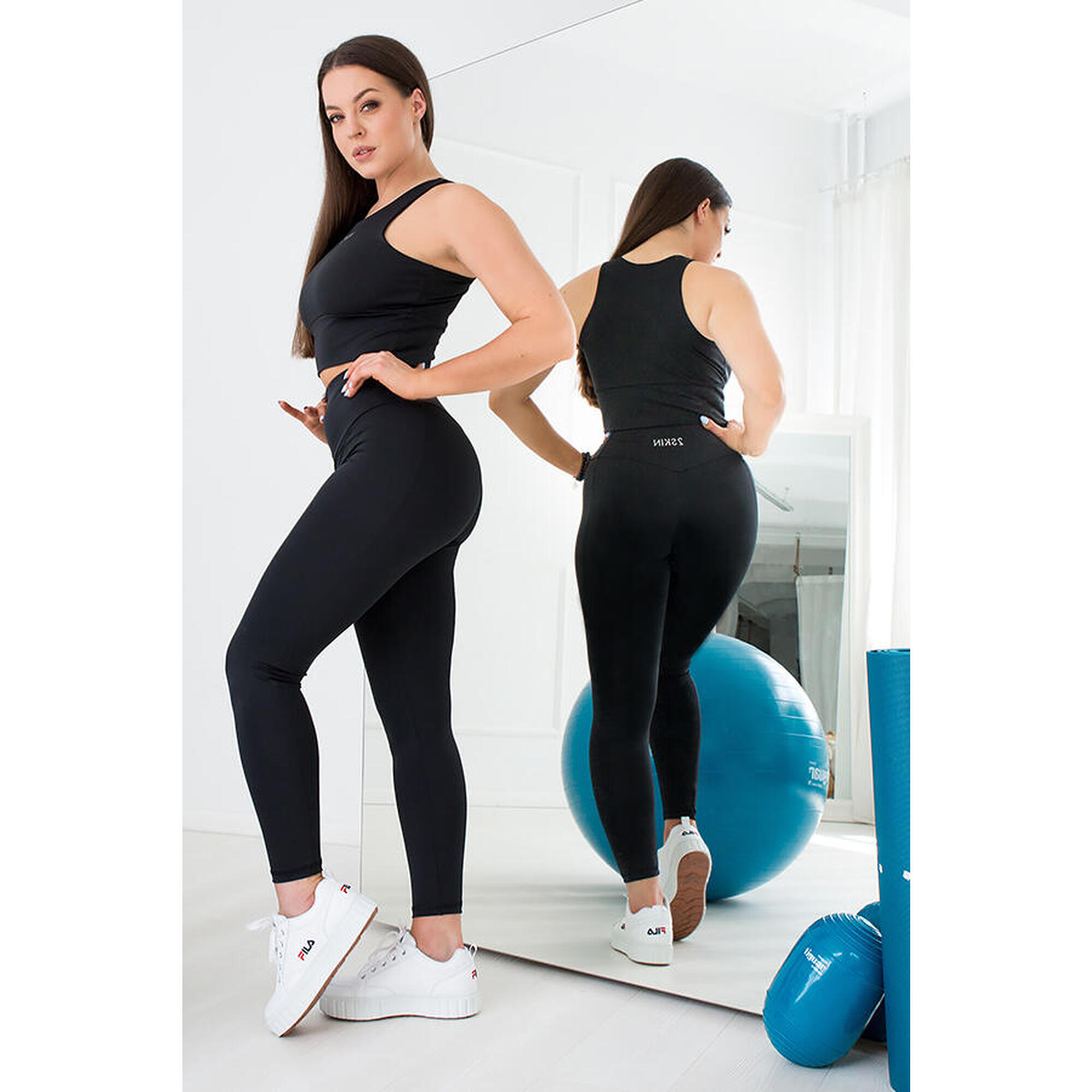 Czarne legginsy damskie z wysokim stanem Be Stronger ultra soft