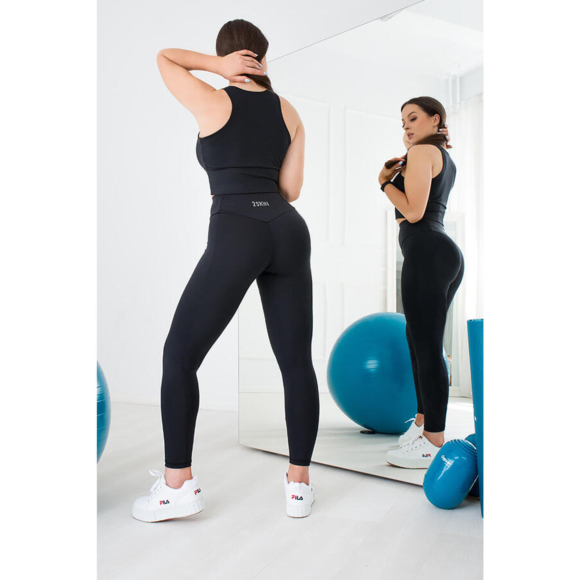 Czarne legginsy damskie z wysokim stanem Be Stronger ultra soft