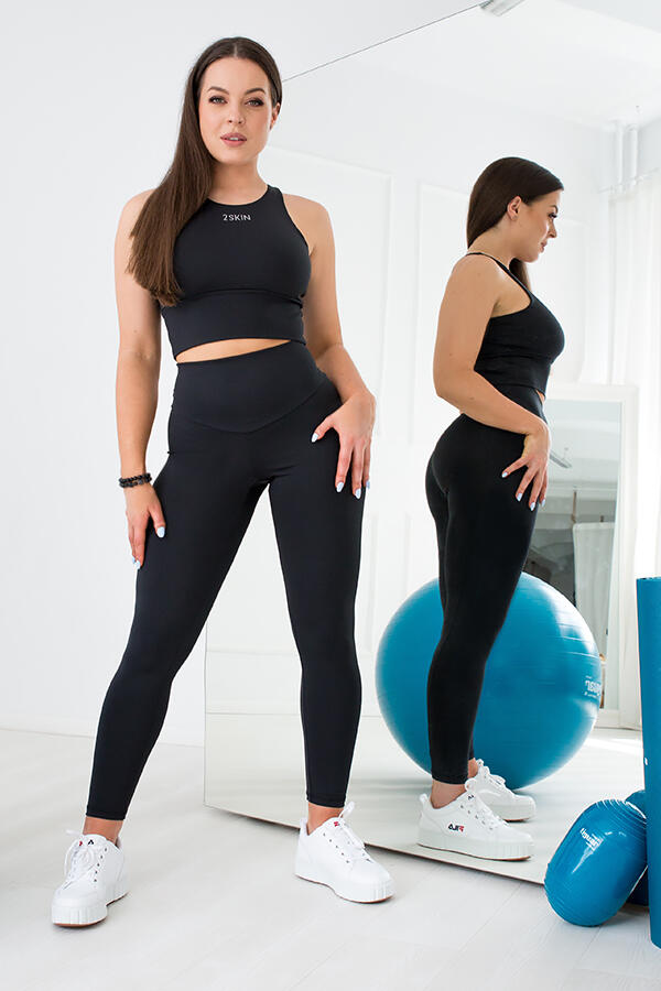 Czarne legginsy damskie z wysokim stanem Be Stronger ultra soft 5/7