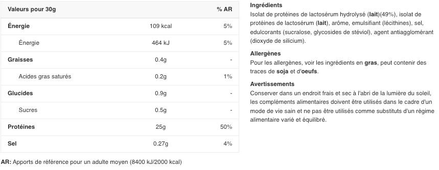 Whey hydrolysée - ISO 100 Hydrolyzed - Vanille Gourmande 2/2