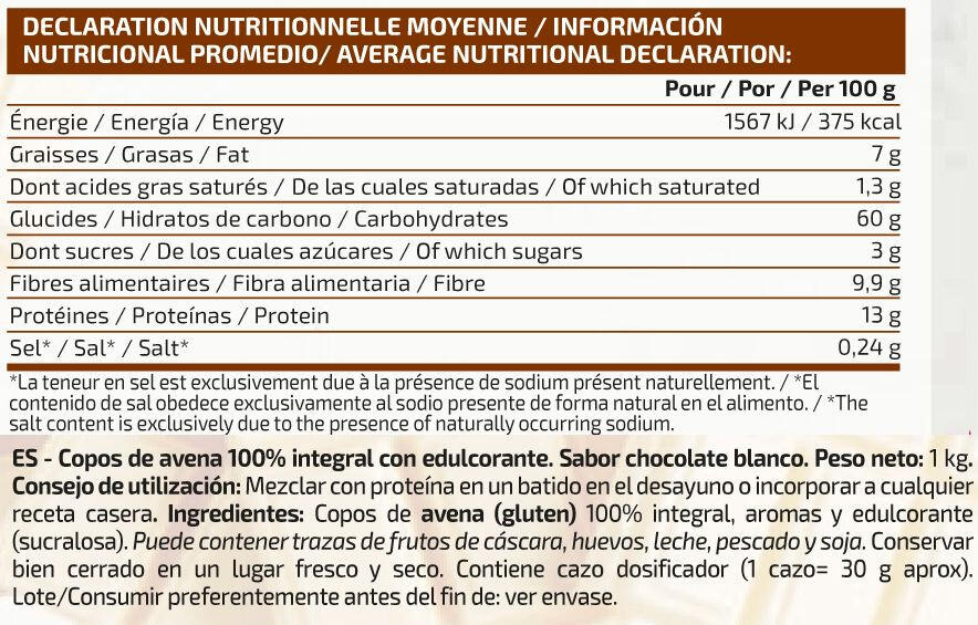 Copos de Avena Delicious - 1Kg Chocolate Blanco IO.Genix 2/3