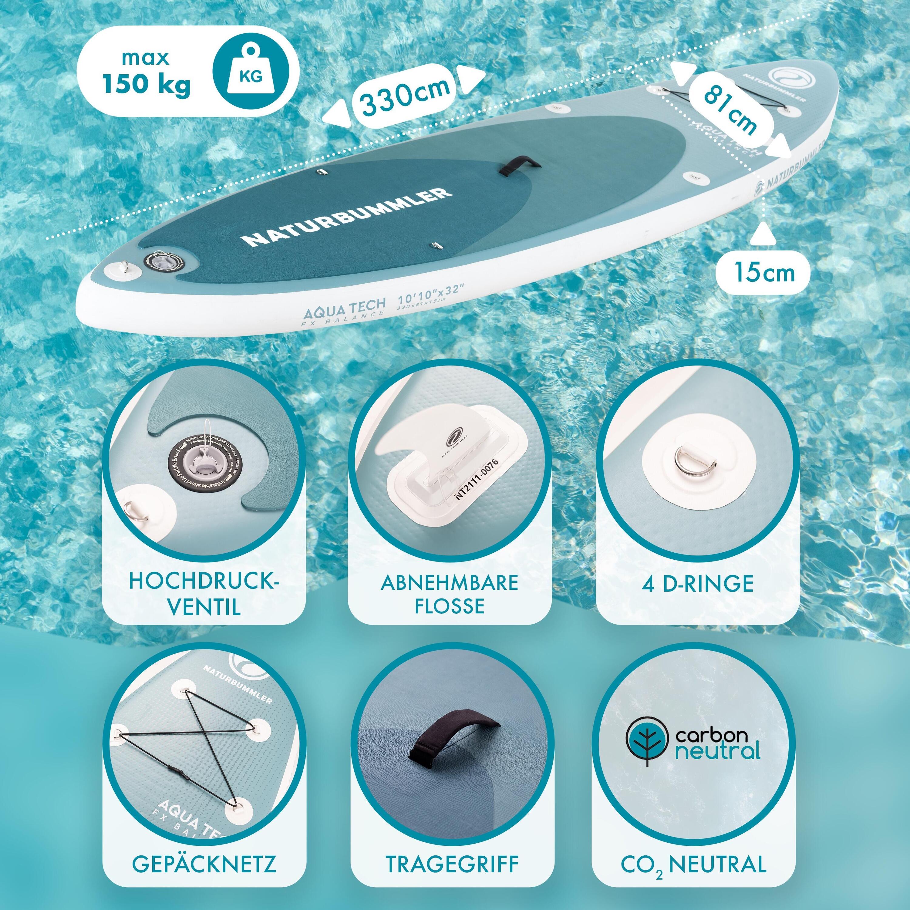 SUP Stand Up Paddle Board Set aufblasbar inkl. Paddel & Pumpe 330cm 2/8