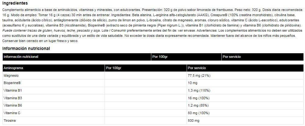Prework no stim - 320g Framboise Limonade de IO.Genix 2/3