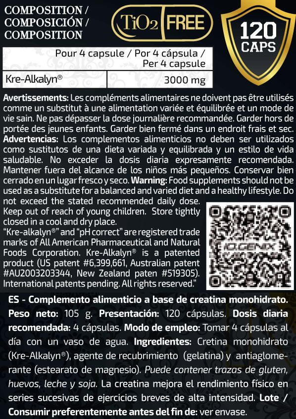Kre-Alkalyn 3K - 120 Cápsulas IO.Genix 2/3