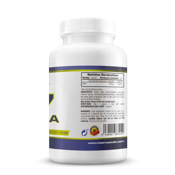 B7 Biotina 500 ug - 120 Capsule Vegetali MM Supplements 5/6