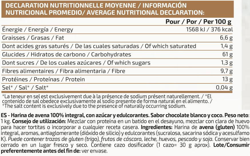 Farine d´Avoine - 1 kg Chocolat Blanc et Coco de IO.Genix 2/3
