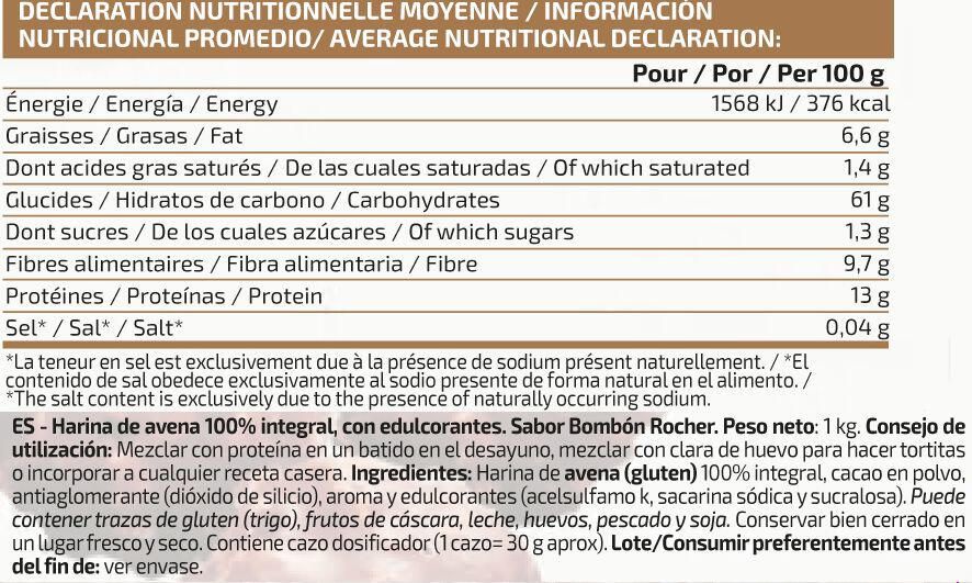 Harina de Avena - 1 Kg Bombón Rocher IO.Genix 2/3