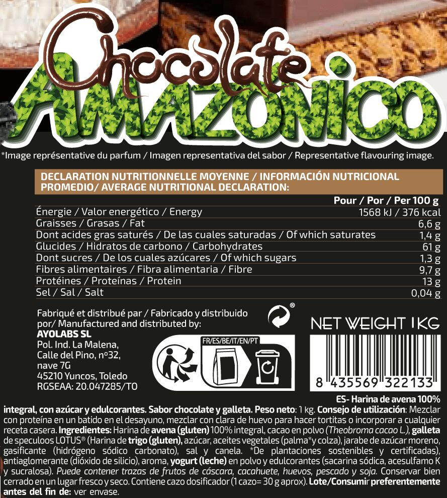 Harina de Avena - 1 Kg Chocolate Amazonico IO.Genix 2/3