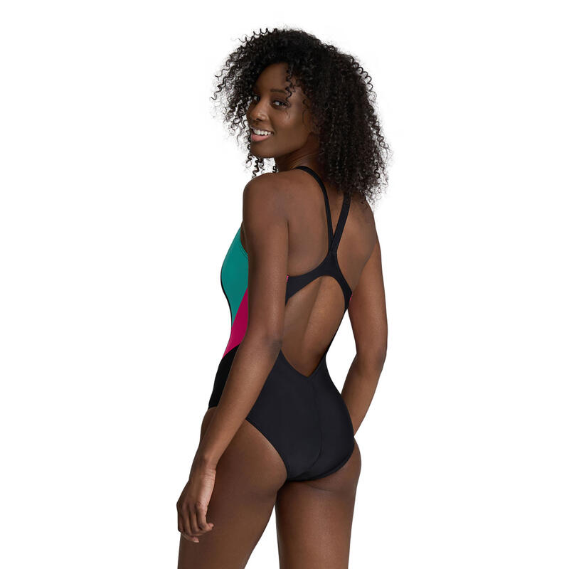 Arena W Maillot de Bain Modulaire Dos V Noir-Turquoise