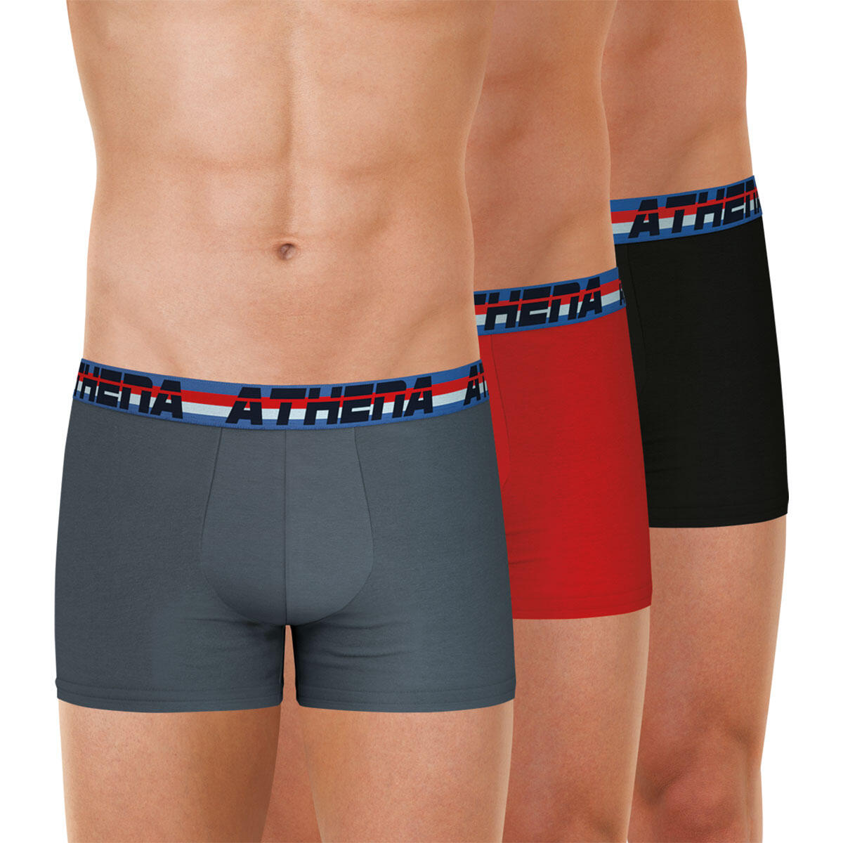 Athena - Lot De 3 Boxers Homme 720 Stretch Coton - Caleçon - Rouge - 44 L - Decathlon