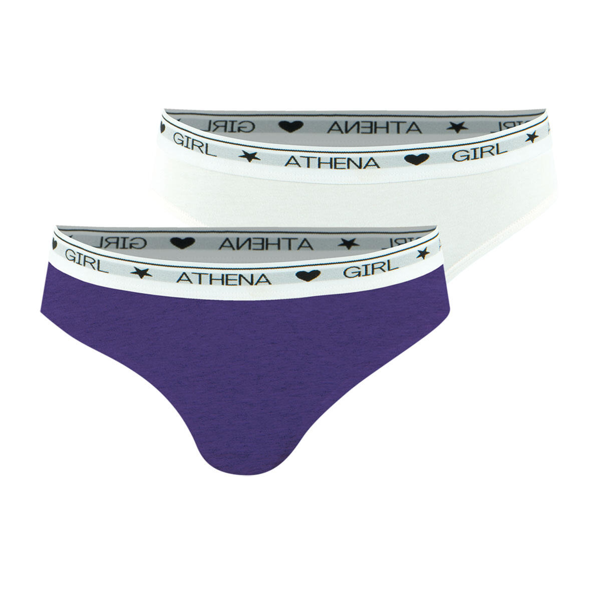 Athena - Lot De 2 Slips Fille Coton Utlra Doux - Culotte - Violet - 8 À 10 Ans - Decathlon