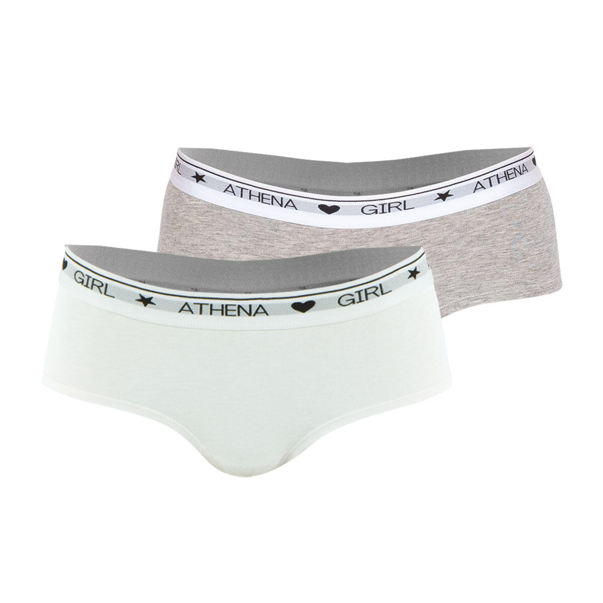 Athena - Lot De 2 Boxers Fille Coton Ultra Doux - Slip Shorty - Blanc|gris|marron - 12 À 14 Ans - Decathlon