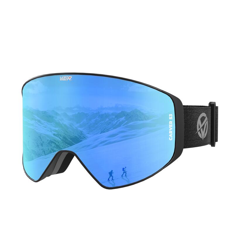 Carver blauwe skibril & snowboardbril - anti-fog & UV400 - magnetisch - OTG