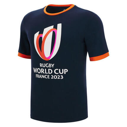 T-shirt bleu marine Macron pour adulte RWC 2023