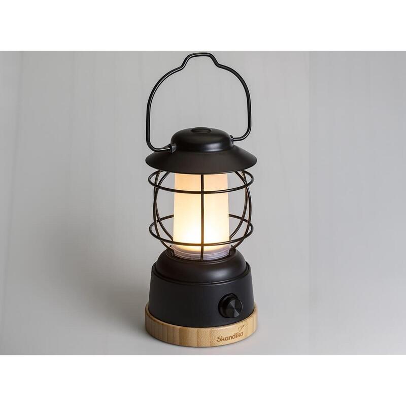 Lampe lanterne de camping LED Kiruna Jord - Rechargeable - USB - Bambou - rétro
