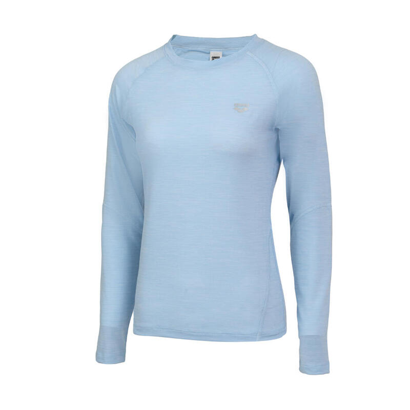 LADIES LOGO LONG SLEEVES QUCIK DRY TOP - LIGHT BLUE