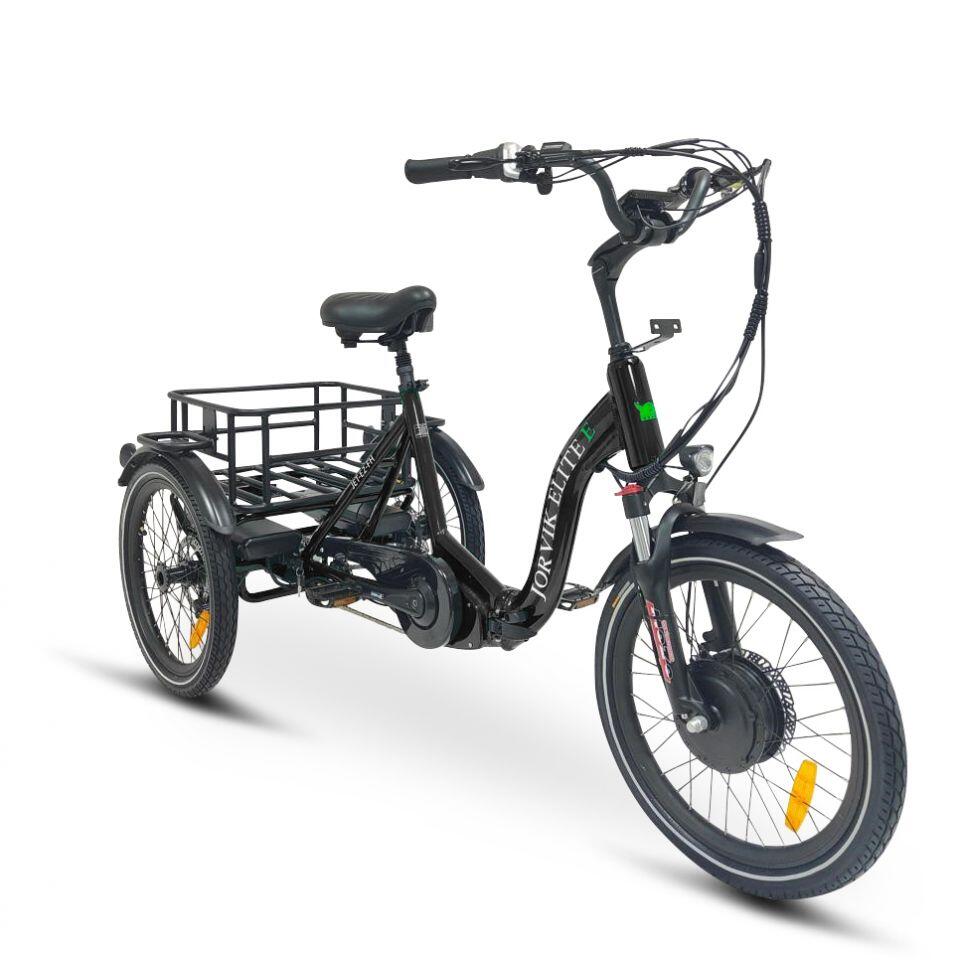 Elite Front Hub Dual Battery Electric Folding Tricycle JETE2FH JORVIK TRICYCLES Decathlon