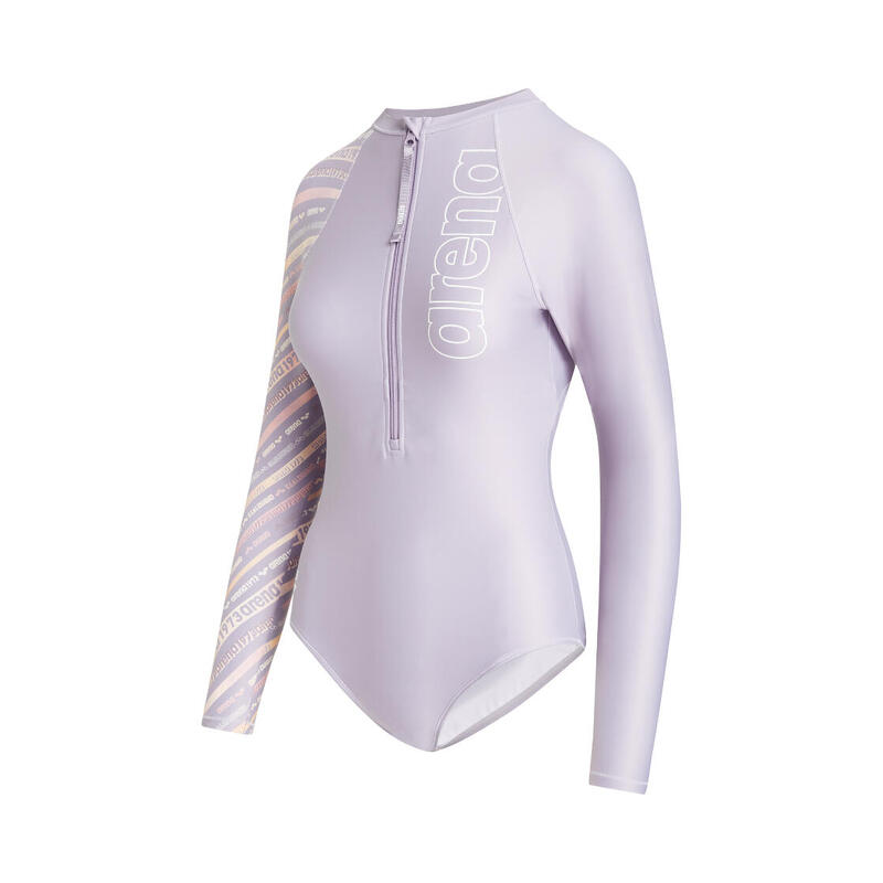 LADIES DIAGONAL 4.0 LONG SLEEVE V-LEG BODYSUIT - PURPLE