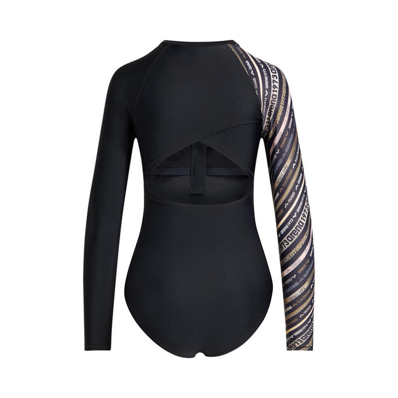 LADIES DIAGONAL 4.0 LONG SLEEVE V-LEG BODYSUIT - BLACK