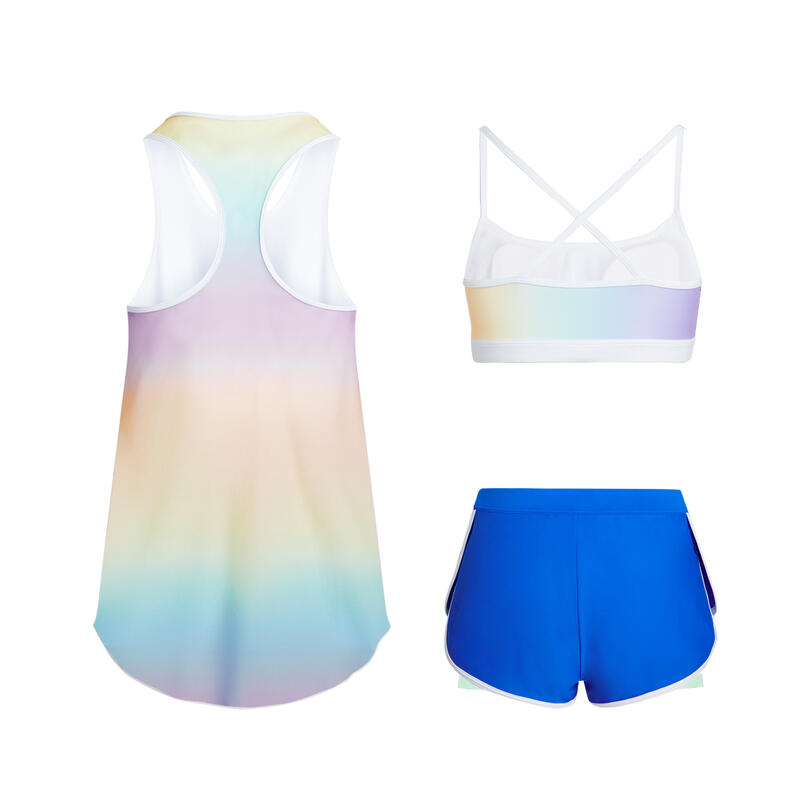 LADIES PASTEL POP 2.0 SPORTY BRA TOP SET WITH VEST COVER UP - WHITE