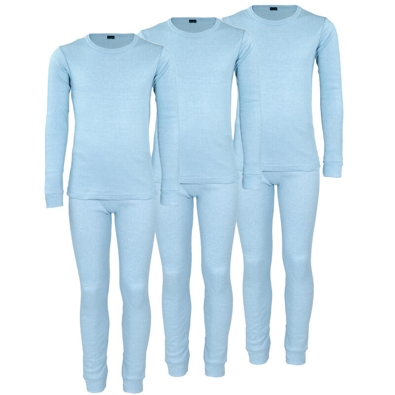 3 calças térmicas para crianças | camisa + calças | Azul claro